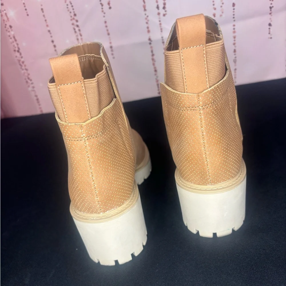 Tan Platform Ankle Boots - Picture 3 of 9